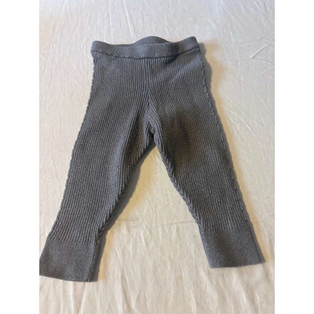 Mayoral‎ Knit Leggings Kids 12M Gray Excellent Ribbed Side Cable Detail Pants